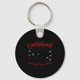 Merry Christmas Dachshund Dog Through The Snow  Key Ring