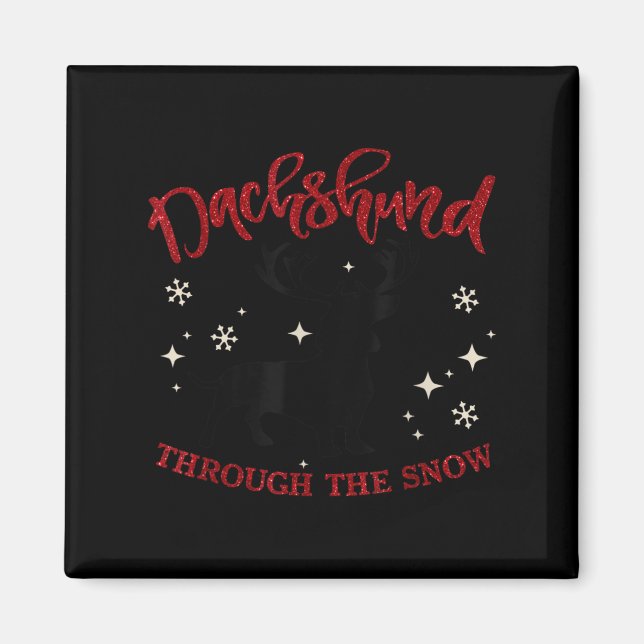 Merry Christmas Dachshund Dog Through The Snow  Magnet (Front)