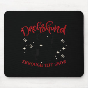 Merry Christmas Dachshund Dog Through The Snow  Mouse Mat