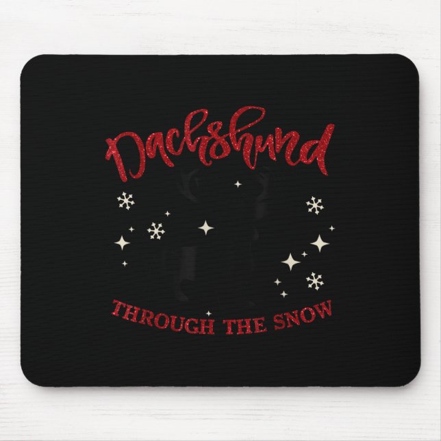 Merry Christmas Dachshund Dog Through The Snow  Mouse Mat (Front)