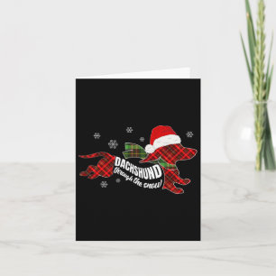 Merry Christmas Dachshund Dog Through The Snow Pla Card