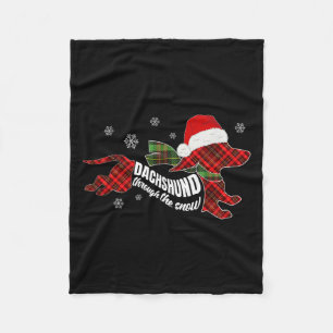 Merry Christmas Dachshund Dog Through The Snow Pla Fleece Blanket