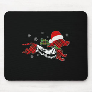 Merry Christmas Dachshund Dog Through The Snow Pla Mouse Mat