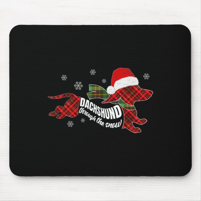 Merry Christmas Dachshund Dog Through The Snow Pla Mouse Mat (Front)