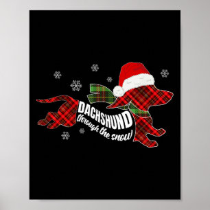 Merry Christmas Dachshund Dog Through The Snow Pla Poster