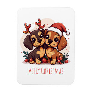 Merry Christmas Dachshund Dogs Magnet