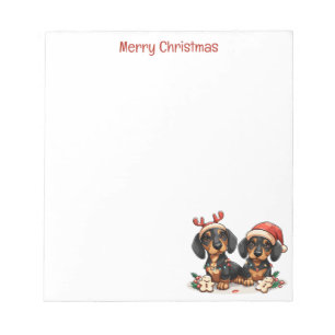 Merry Christmas Dachshund Dogs Notepad