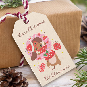 Merry Christmas Dachshund Holiday Gift Tags