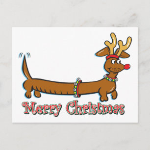 Merry Christmas Dachshund Holiday Postcard