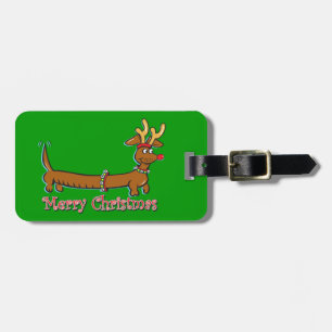 Merry Christmas Dachshund Luggage Tag