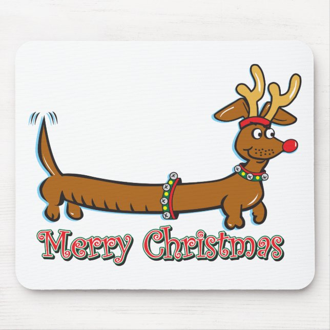 Merry Christmas Dachshund Mouse Mat (Front)