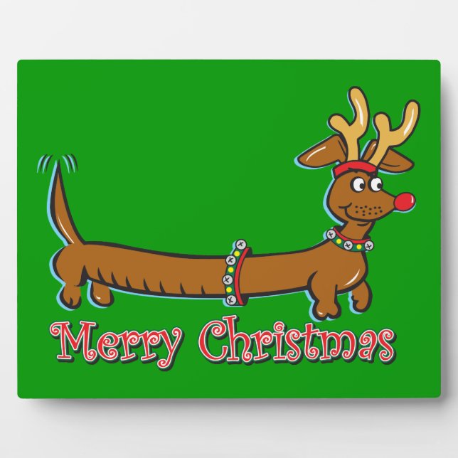 Merry Christmas Dachshund Plaque (Front)