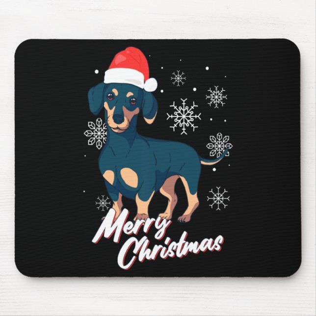 Merry Christmas Dachshund Santa Claus Xmas New Yea Mouse Mat (Front)