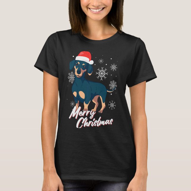 Merry Christmas Dachshund Santa Claus Xmas New Yea T-Shirt (Front)
