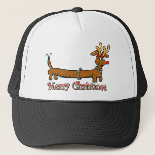 Merry Christmas Dachshund Trucker Hat