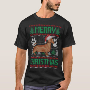 Merry Christmas Dachshund UGLY Xmas Pajama Dog T-Shirt