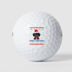 Merry Christmas Dachshund Wiener Santa Ugly Xmas S Golf Balls