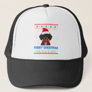 Merry Christmas Dachshund Wiener Santa Ugly Xmas S Trucker Hat