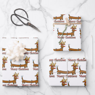 Merry Christmas Dachshund Wrapping Paper Sheet
