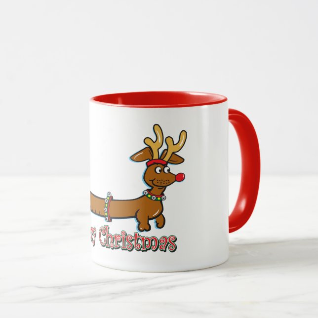 Merry Christmas Dachshunds Mug (Front Right)