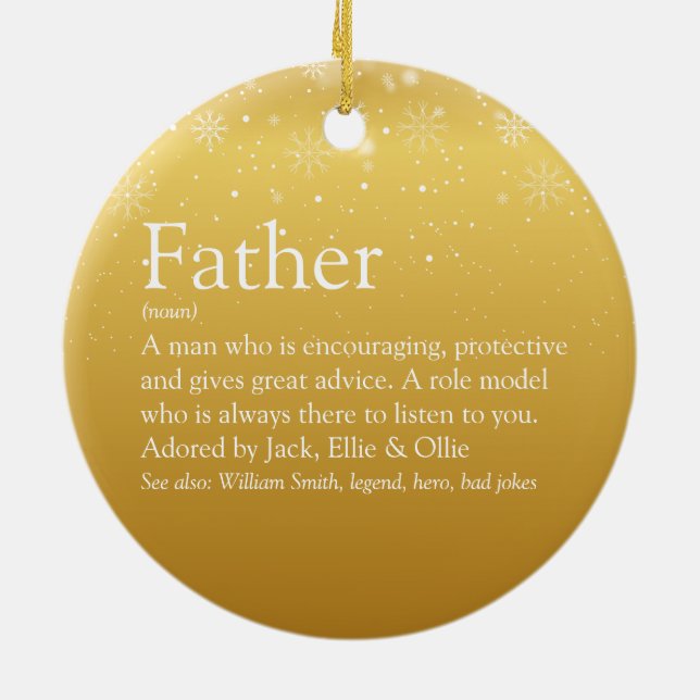Merry Christmas Dad Daddy Father Definition Gold Ceramic Tree Decoration (Back)
