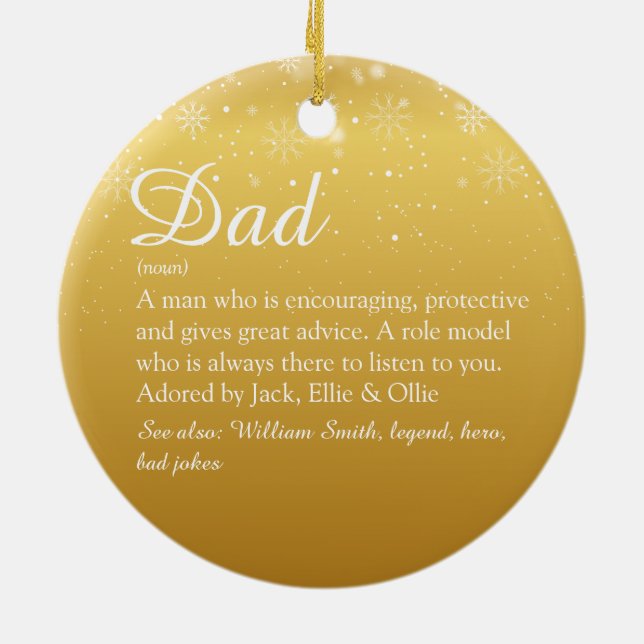Merry Christmas Dad Daddy Father Definition Gold  Ceramic Tree Decoration (Back)