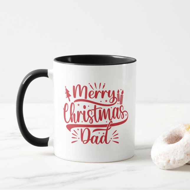 Merry Christmas Dad Family Photo Mug (With Donut)
