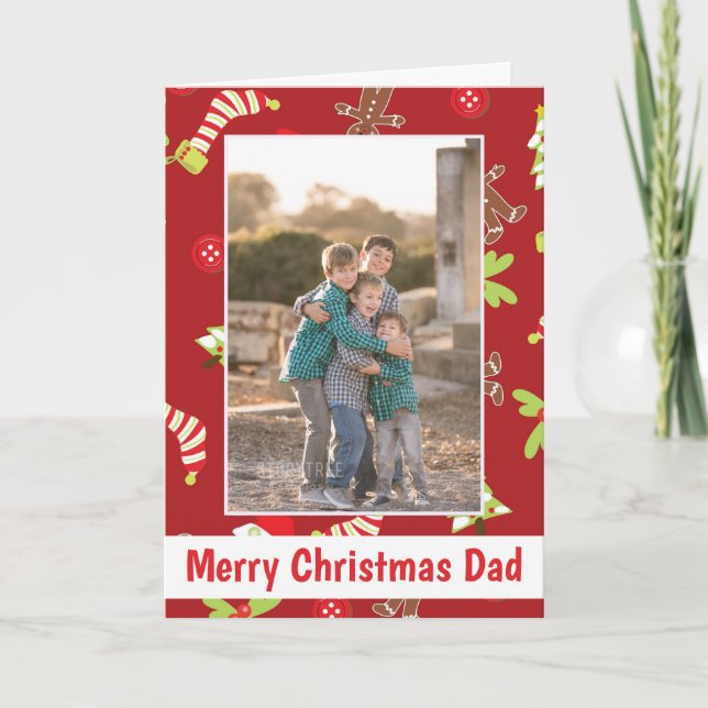 Merry Christmas Dad Holiday Photo  Card (Front)