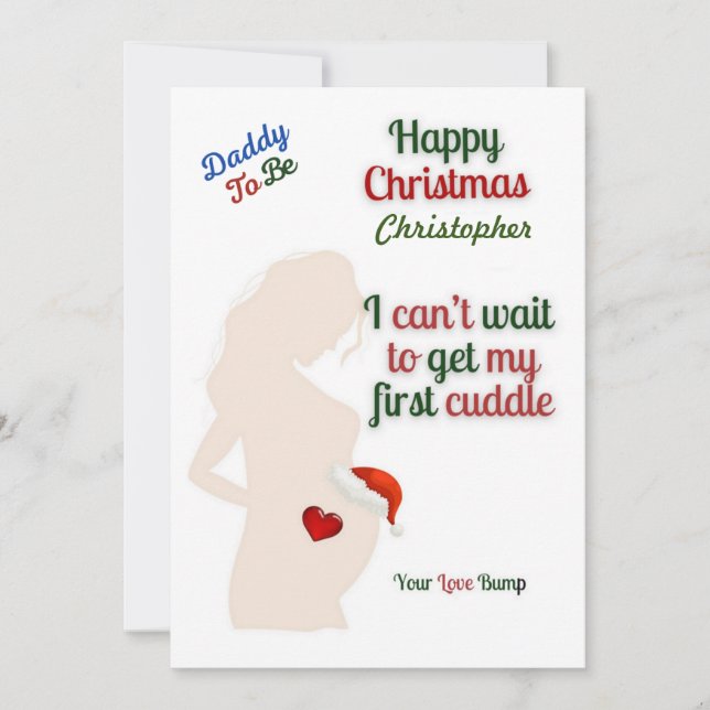 Merry Christmas Daddy, Expecting parents  Holiday Card (Front)