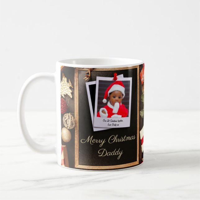 Merry Christmas Daddy Family Photo Template Coffee Mug (Left)