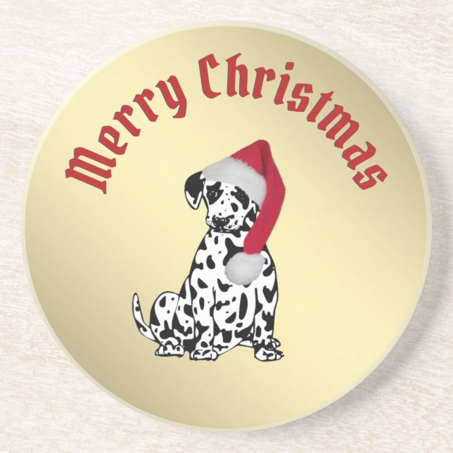Merry Christmas Dalmatian Coaster (Front)