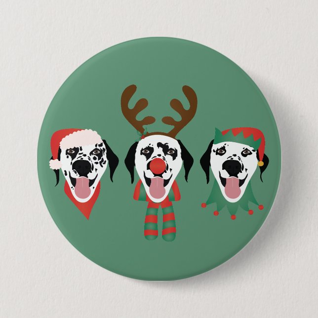 Merry Christmas Dalmatian Dogs 7.5 Cm Round Badge (Front)