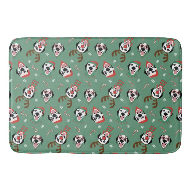 Merry Christmas Dalmatian Dogs Bath Mat (Front)