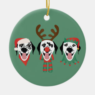Merry Christmas Dalmatian Dogs Ceramic Tree Decoration