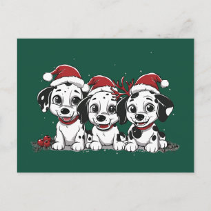 Merry Christmas Dalmatian Dogs Holiday Postcard
