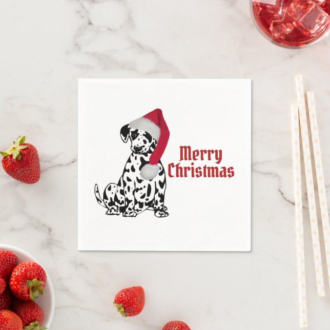 Merry Christmas Dalmatian Napkin (Insitu)