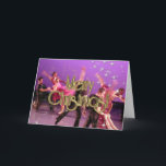 Merry Christmas Dancers PERSONALIZED Holiday Card<br><div class="desc">Say Merry Christmas to someone who loves dance! A picture of two people ballroom dancing is covered with white stars and gold art deco lettering! Customise it with your own message on the inside!</div>