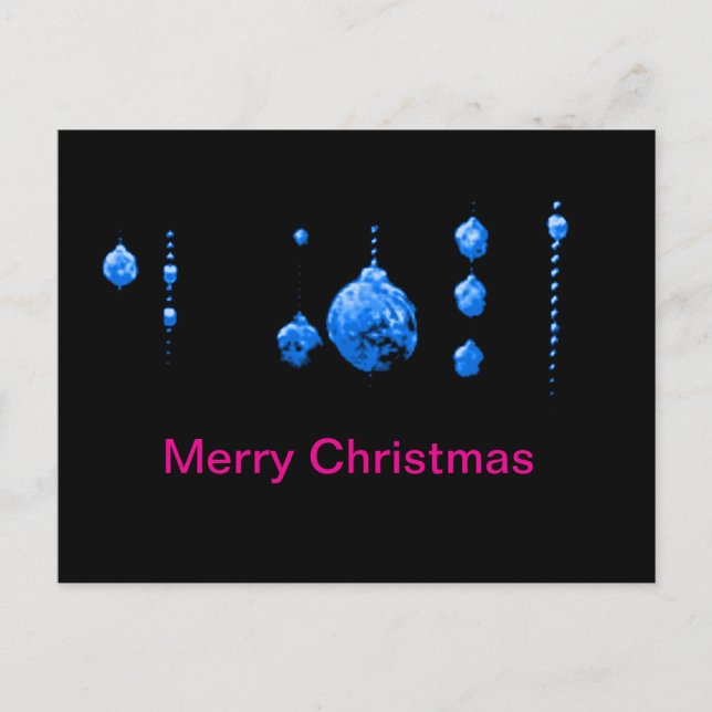 Merry Christmas Dancing Balls Blue jGibney Zazzle Postcard (Front)