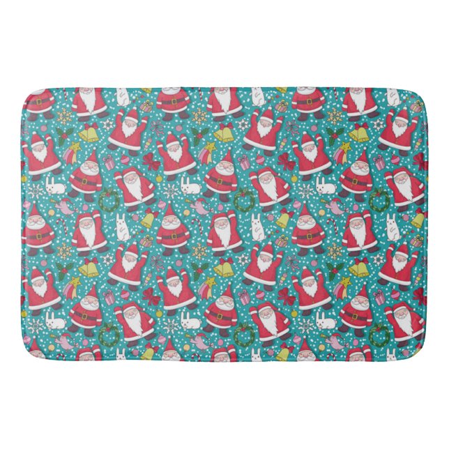 Merry Christmas Dancing Santa Bath Mat (Front)