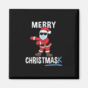 Merry Christmas - Dancing Santa Mask Christmas Magnet