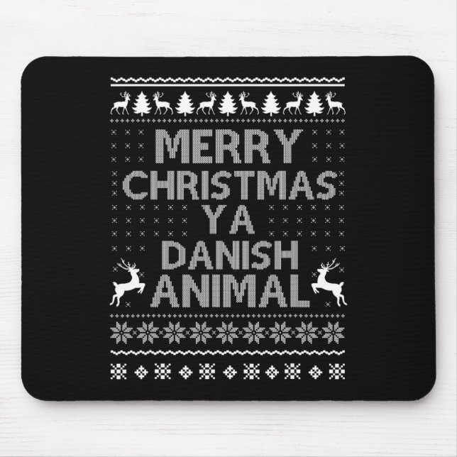 Merry Christmas Danish Christmas Denmark Animal Fa Mouse Mat (Front)