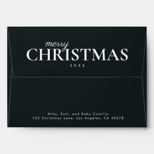 Merry Christmas Dark Green Family  Envelope