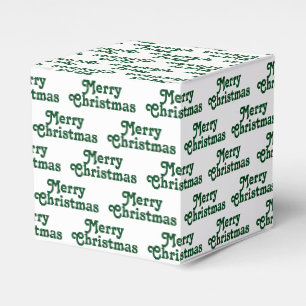 "Merry Christmas" dark green white Holiday Gift Favour Box