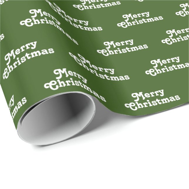 Merry Christmas dark green white pattern gift Wrapping Paper (Roll Corner)
