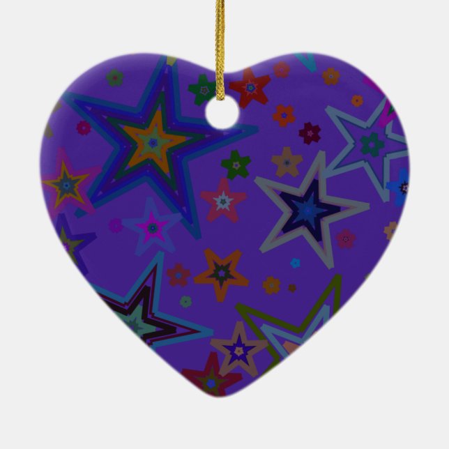 Merry Christmas Dark Purple, Stars Heaven Star Ceramic Tree Decoration (Back)