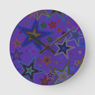 Merry Christmas Dark Purple, Stars Heaven Star Round Clock