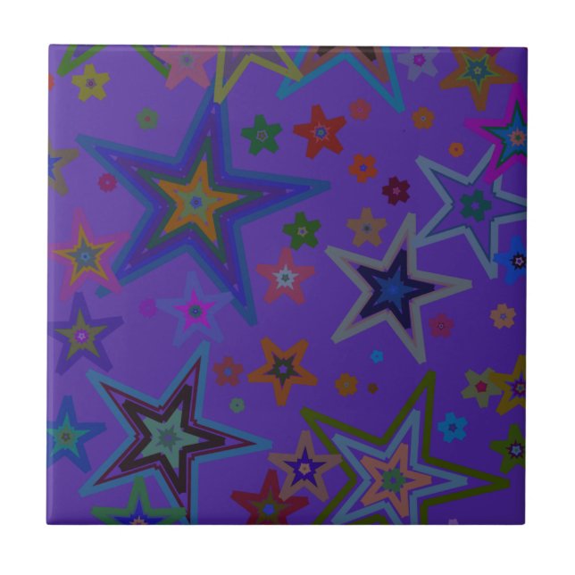 Merry Christmas Dark Purple, Stars Heaven Star Tile (Front)
