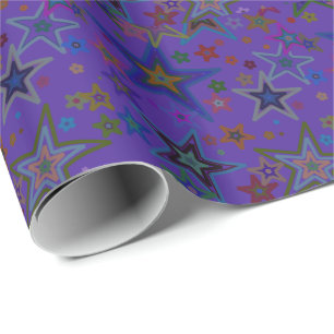 Merry Christmas Dark Purple, Stars Heaven Star Wrapping Paper