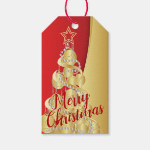 Merry Christmas - Dark Red and Gold Gift Tags