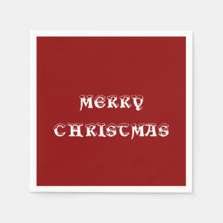 Merry Christmas Dark Red Paper Napkin